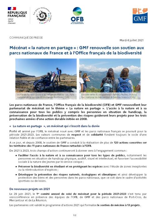 Mécénat « La nature en partage » : GMF renouvelle son soutien aux parcs nationaux de France et à l'Office français de la biodiversité 