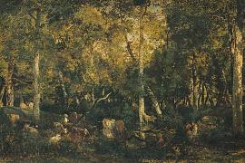 Théodore Rousseau - Intérieur de forêt (Peinture de l'Ecole de Barbizon)