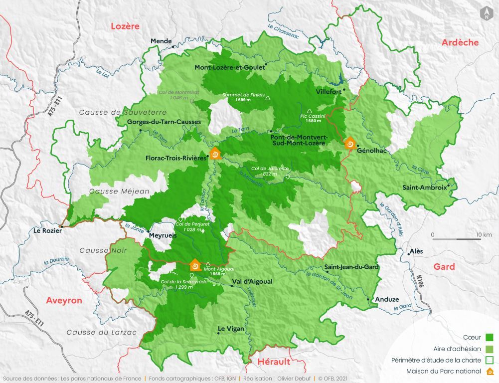 Carte du Parc national des Cévennes_décembre 2021