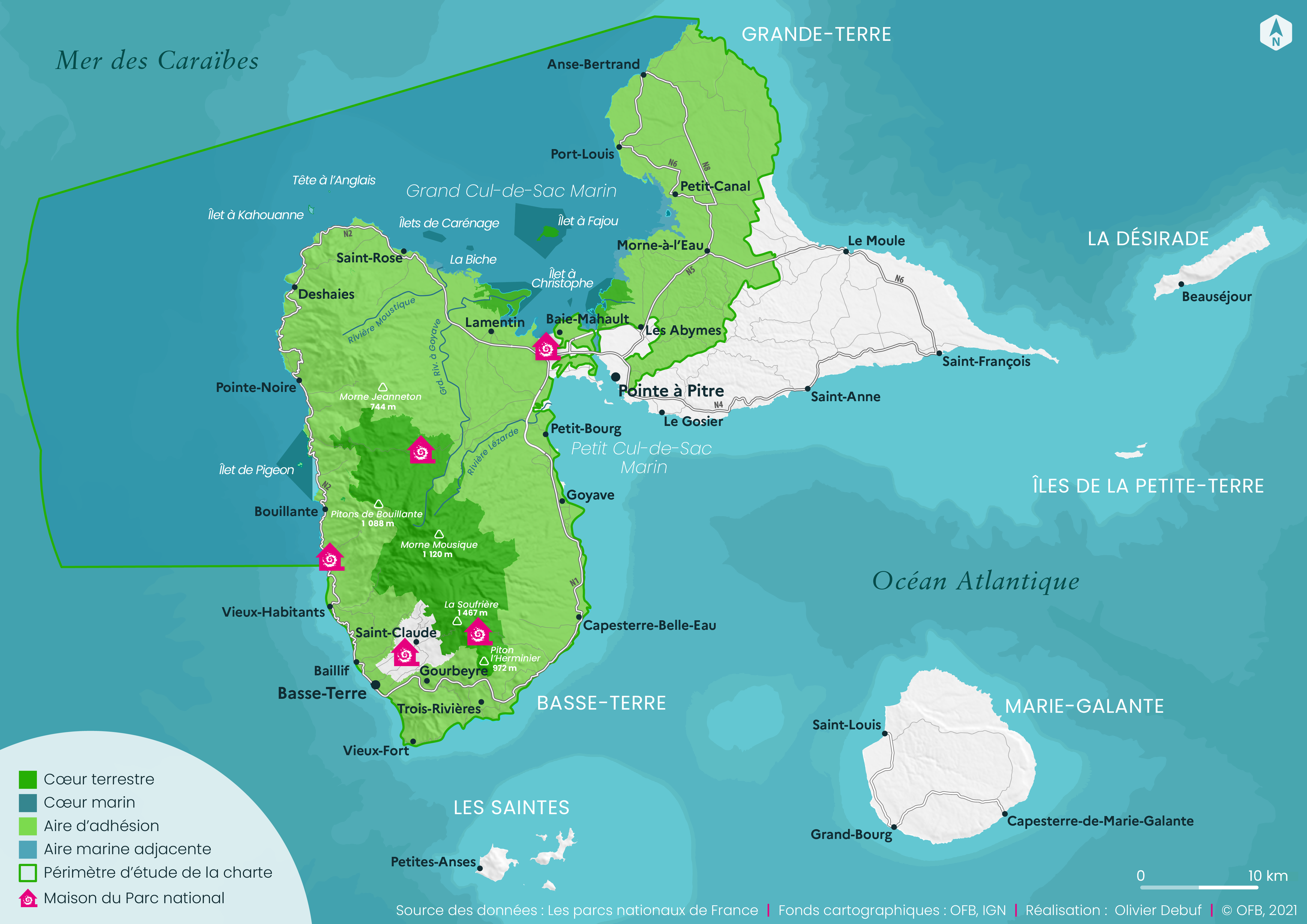 Carte du Parc national de la Guadeloupe_octobre 2021