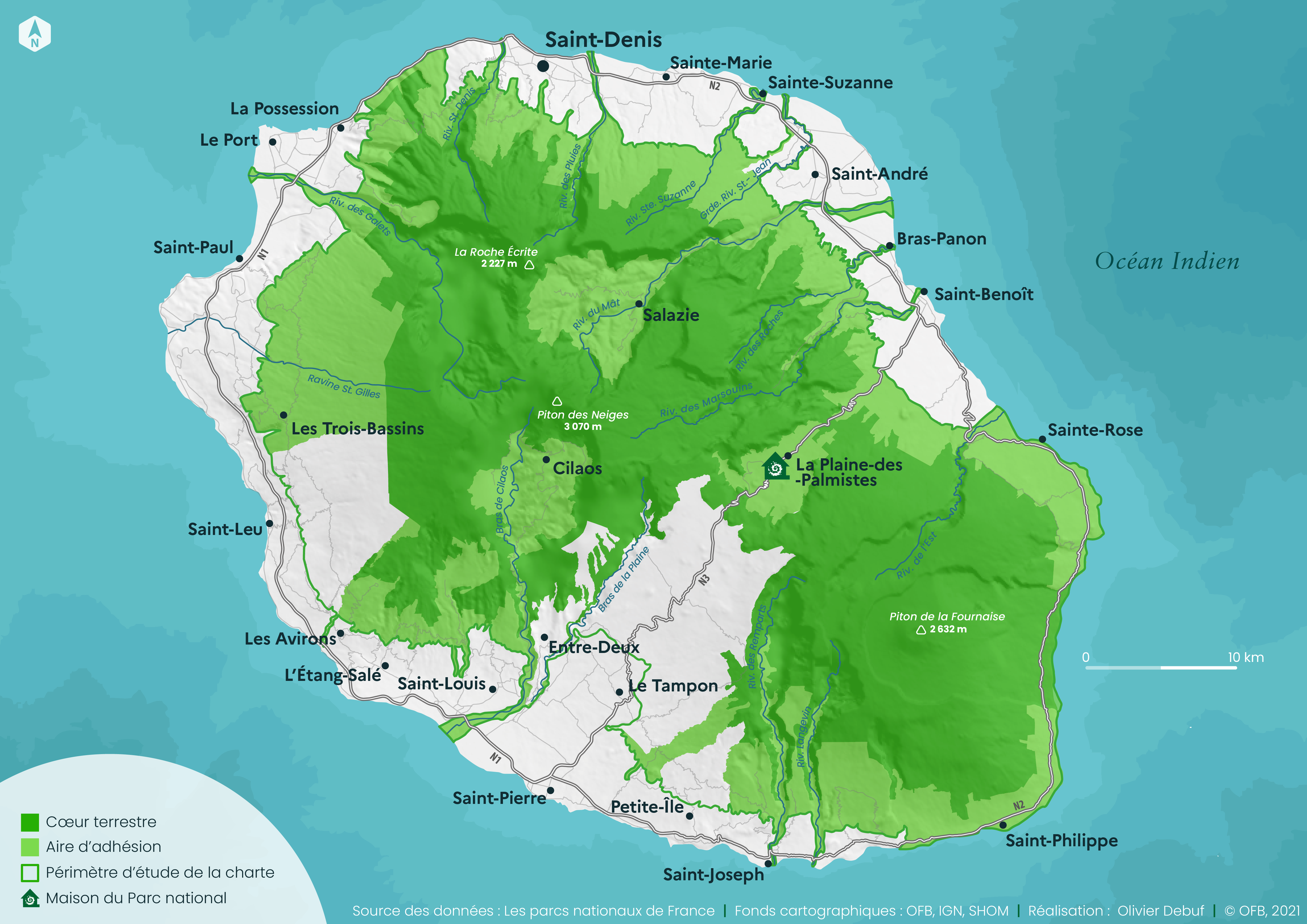 Carte du Parc national de La Réunion_octobre 2021