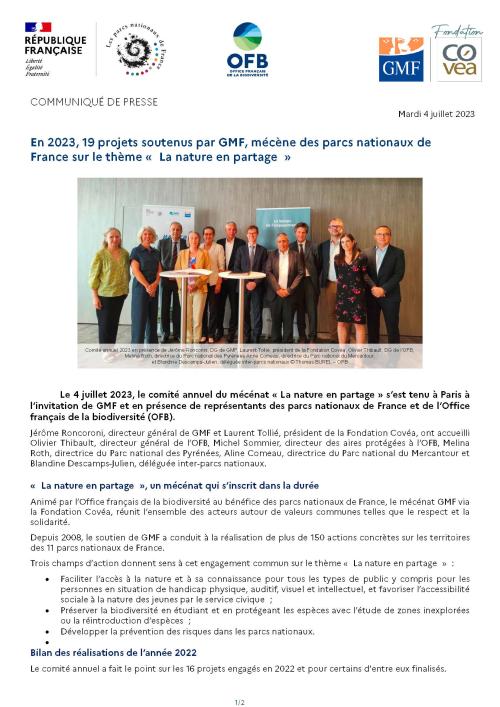 Comité annuel 2023 Mécénat GMF-parcs nationaux-OFB