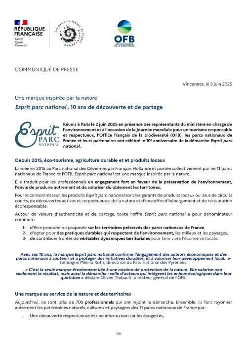 CP Esprit parc national , 10 ans de découverte et de partage 