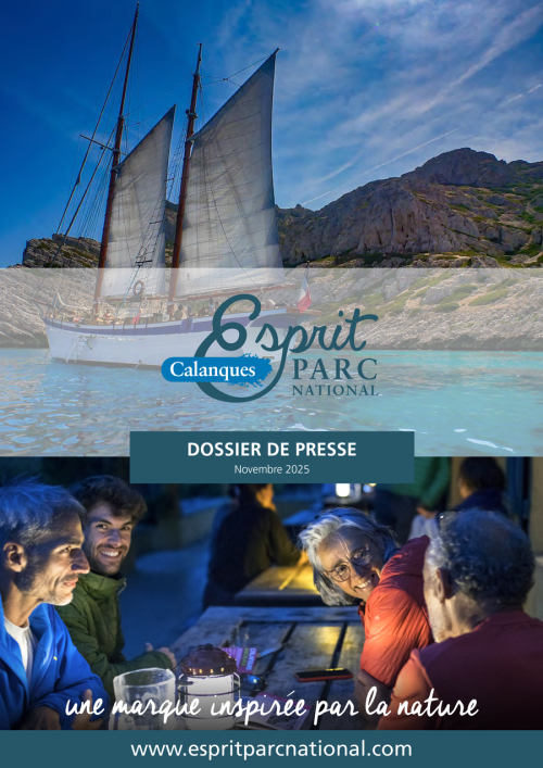 Couverture dossier de presse Esprit parc national-Calanques, novembre 2025