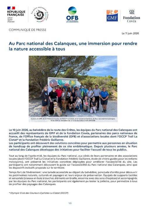 CP  Au Parc national des Calanques, une immersion pour rendre la nature accessible à tous