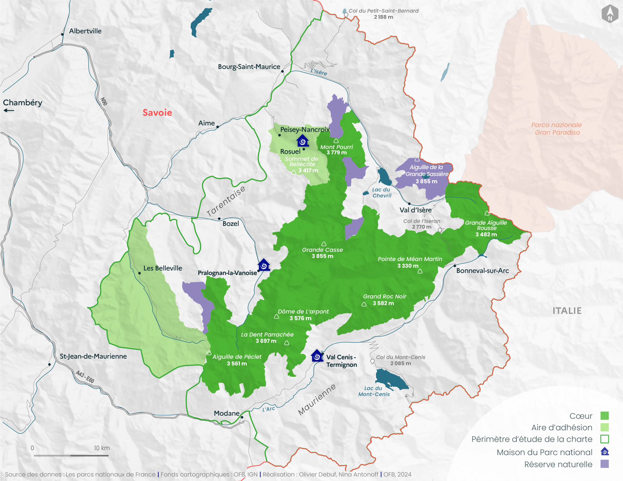 carte du Parc national de la Vanoise