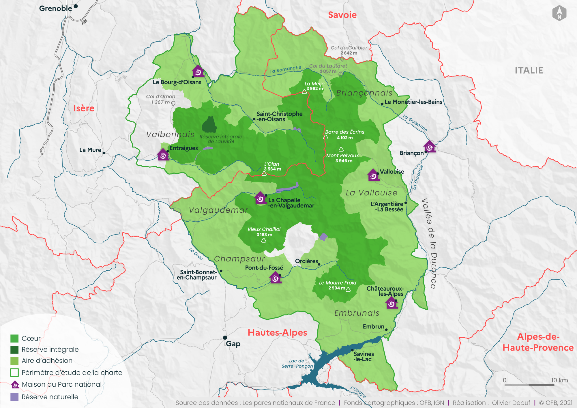 Carte du Parc national des Ecrins_novembre 2021