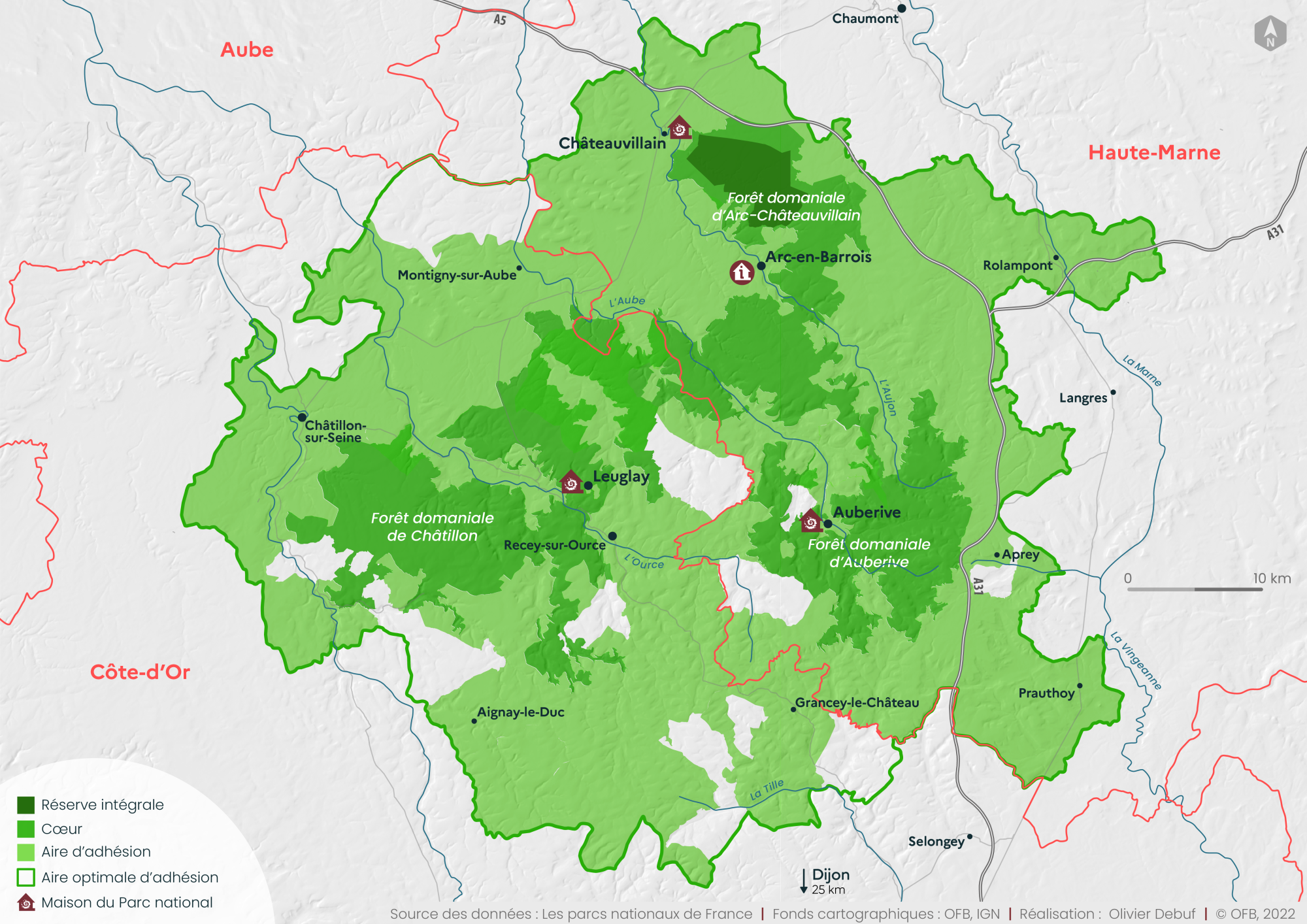 Carte du Parc national des forêts