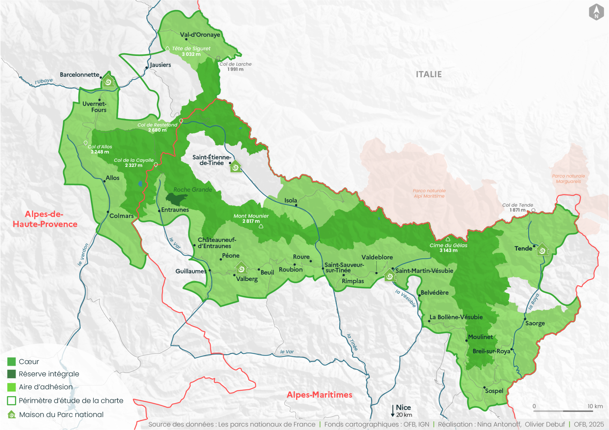 Carte du Parc national du Mercantour_décembre 2021