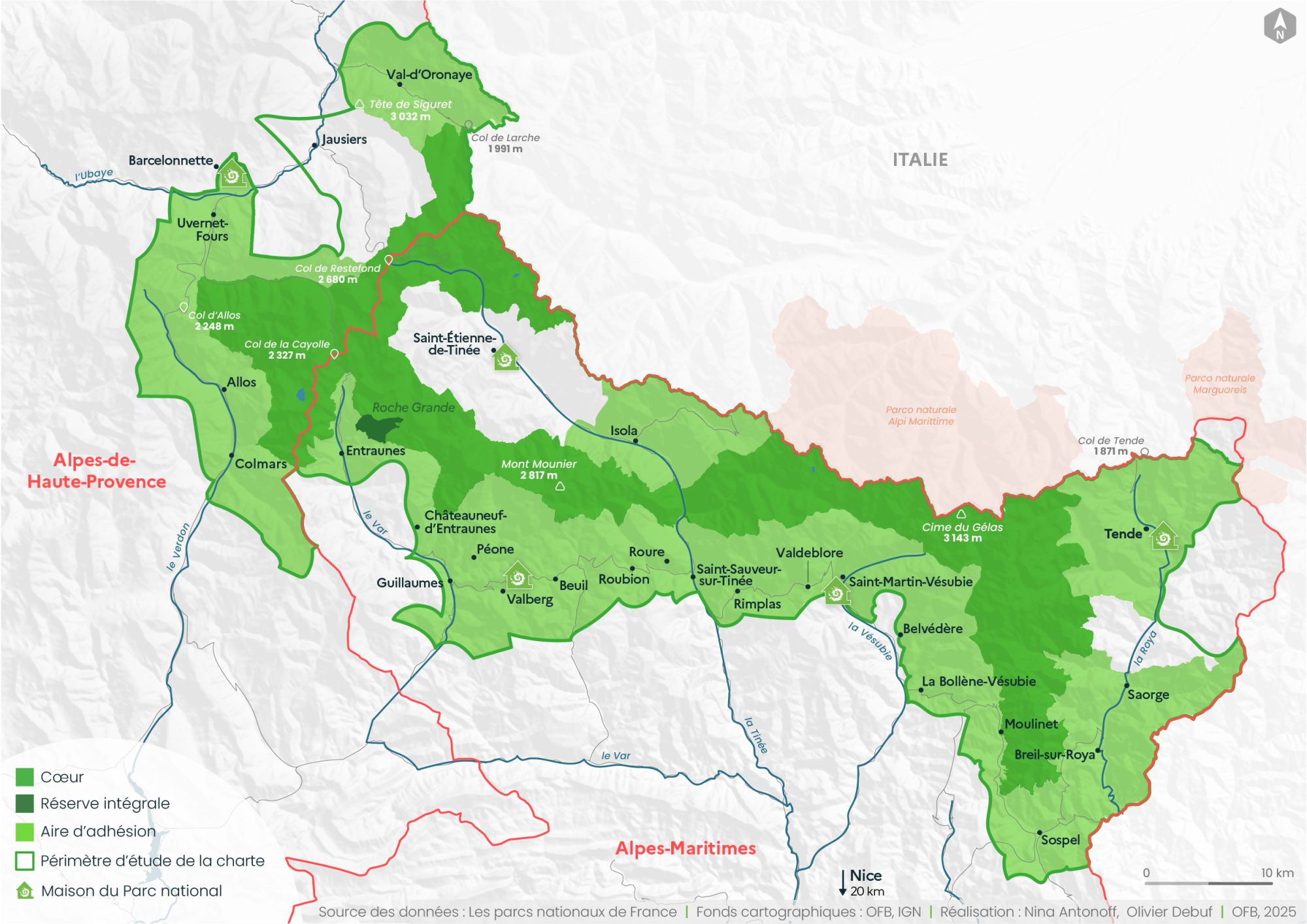 Carte du Parc national du Mercantour