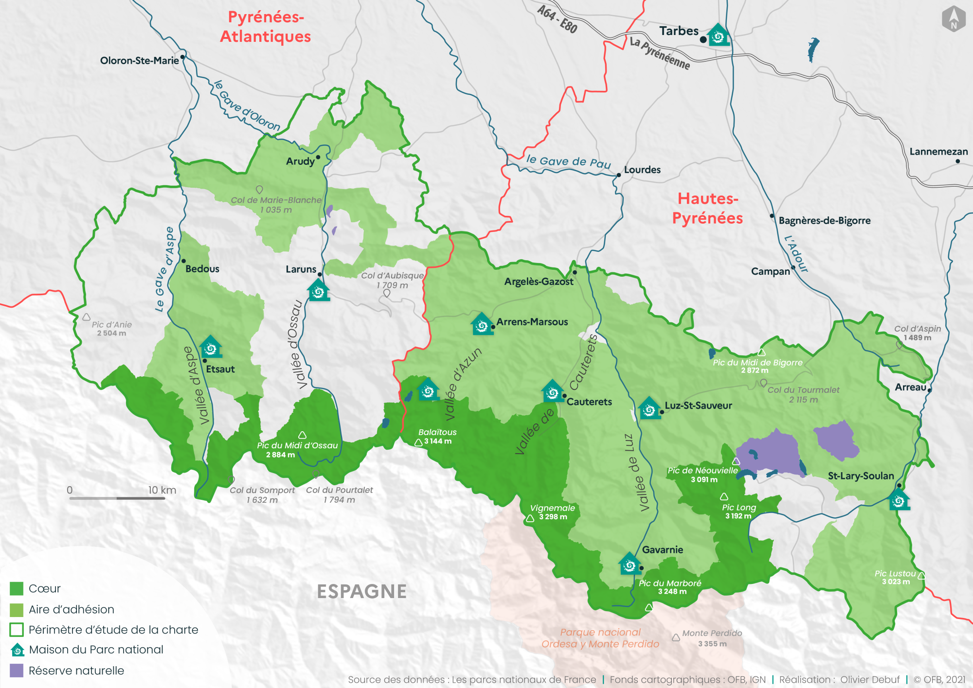 Carte du Parc national des Pyrénées_novembre 2021