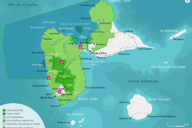 Carte du Parc national de la Guadeloupe