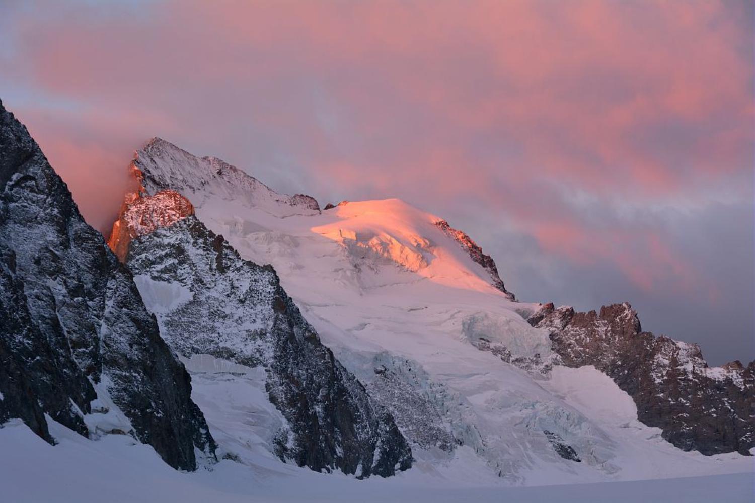 Lever du soleil sur les Ecrins et le glacier Blanc - Pelvoux